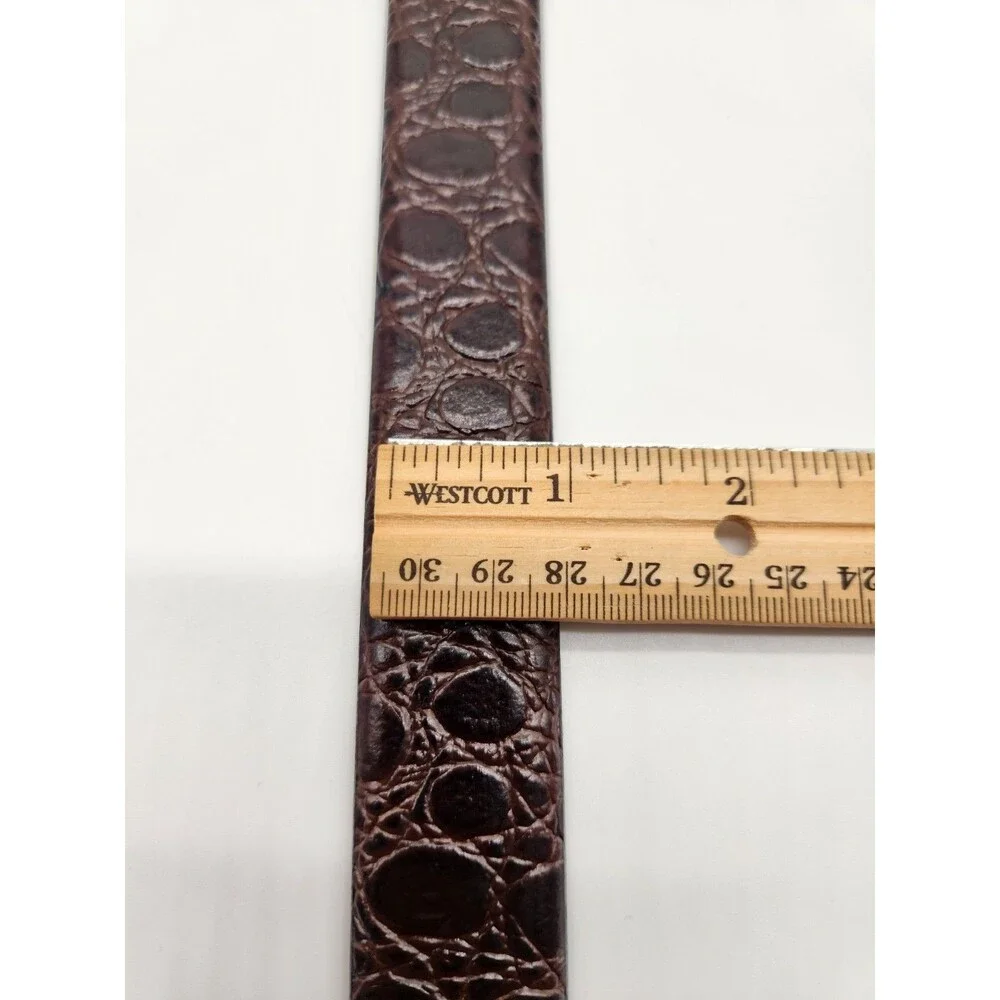 Avanti Size 42 Leather Dress Belt Dark Brown Croc Embossed Made In Italy